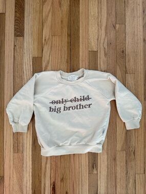 Big Brother Cream Kids Sweatshirt Organic Cotton Baby Announcement Crewneck
